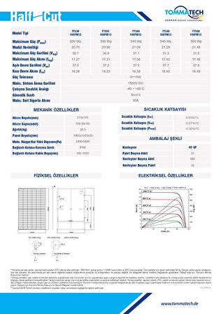 Tommatech 550Wp 108Pm M12 Hc-Mb Güneş Paneli