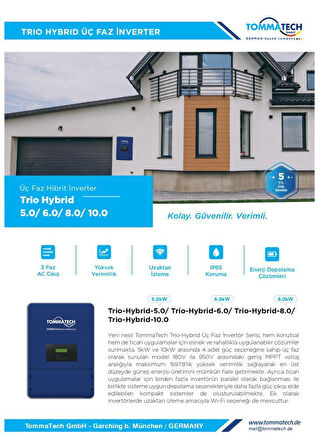 Tommatech Trio Hybrıd 10.0Kw Üç Faz İnverter