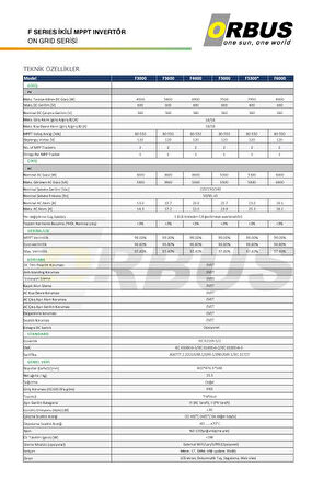 Orbus 5Kva On Grıd Monofaze F Serisi Çift Mppt İnverter