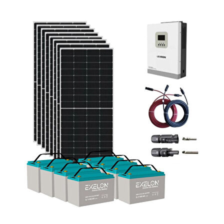 Güneş Enerjisi Bağevi Solar Paket – 5Kw Mppt Akıllı İnverter + 8X 410W Güneş Paneli + 8X 12V 105Ah Jel Akü