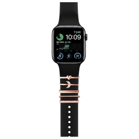 Watch Akıllı Saat Uyumlu Kordon Takısı Şık Charm Seti Kalp ve Ay Figürlü Gold Aksesuar Süsü