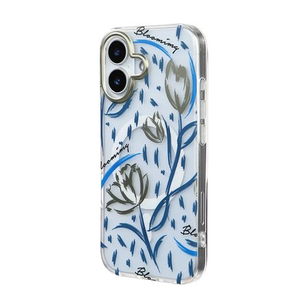 iPhone 17 Magsafe Lale Desenli Blooming Kamera Korumalı Lüks Tasarım Şık Koruyucu Kılıf Kapak