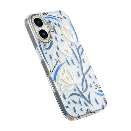 iPhone 16 Magsafe Lale Desenli Blooming Kamera Korumalı Lüks Tasarım Şık Koruyucu Kılıf Kapak
