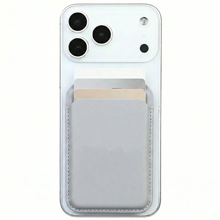 Magsafe Uyumlu Mıknatıslı Deri Cüzdan Kartlık Stand Özellikli Katlanabilir Telefon Cüzdanı Gri