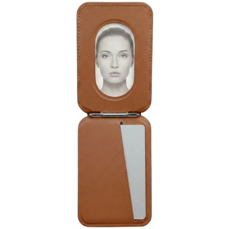 Magsafe Uyumlu Mıknatıslı Deri Cüzdan Kartlık Stand Özellikli Katlanabilir Telefon Cüzdanı Kahve