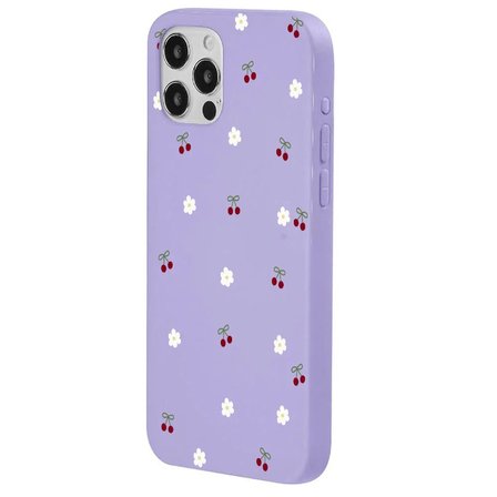 iPhone 11 Pro Max Kırmızı Lansman Renkli Silikon Kiraz ve Çiçek Desenli Kamera Korumalı Kılıf