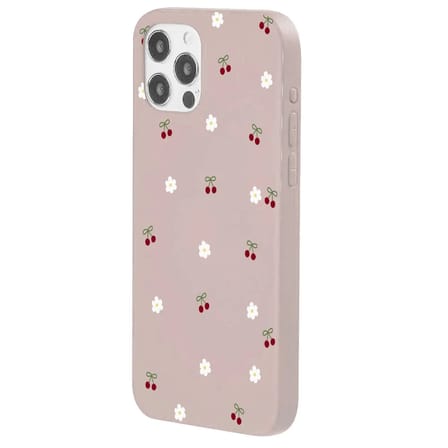 iPhone 11 Pro Max Pudra Lansman Renkli Silikon Kiraz ve Çiçek Desenli Kamera Korumalı Kılıf