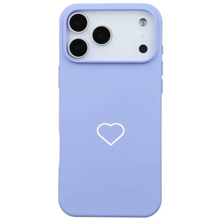iPhone 17 Pro Max Lila Lansman Renkli Silikon Beyaz Kalp Desenli Kamera Korumalı Kılıf