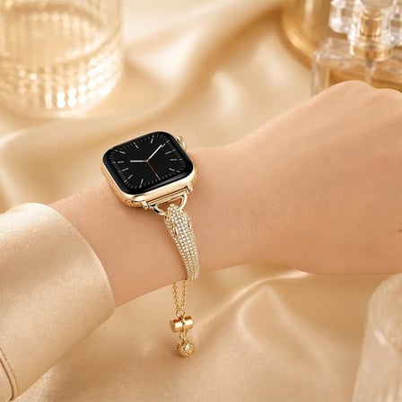 Watch Saat 45mm Açık Gold Jaguar Tasarımlı Şık Gold Taşlı Kordon