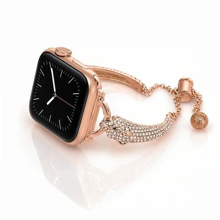 Watch Saat 42mm Gold Jaguar Tasarımlı Şık Gold Taşlı Kordon