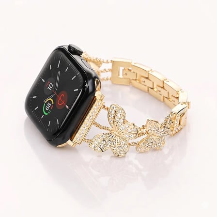 Watch Saat 42mm Açık Gold Taşlı Zarif Kanat Tasarımlı Şık Kordon