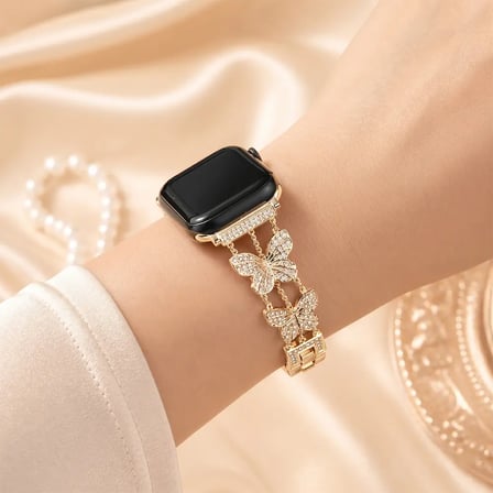 Watch Saat 42mm Açık Gold Taşlı Zarif Kanat Tasarımlı Şık Kordon