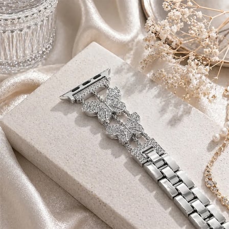 Watch Saat 42mm Silver Taşlı Zarif Kanat Tasarımlı Şık Kordon