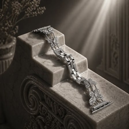 Watch Saat 42mm Silver Taşlı Zarif Kanat Tasarımlı Şık Kordon