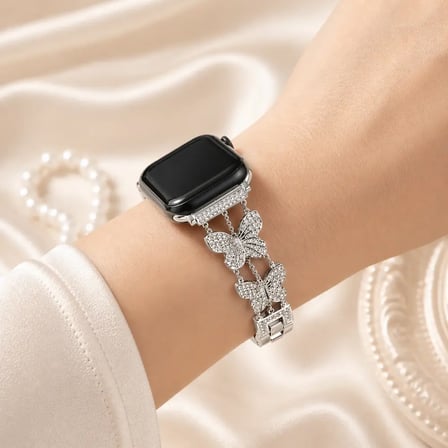 Watch Saat 45mm Silver Taşlı Zarif Kanat Tasarımlı Şık Kordon