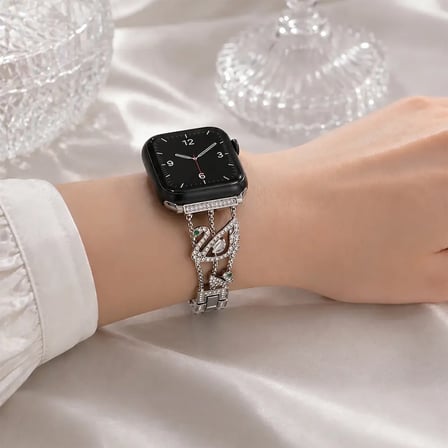 Watch Saat 44mm Silver Taşlı Kuğu Tasarımlı Şık Kordon