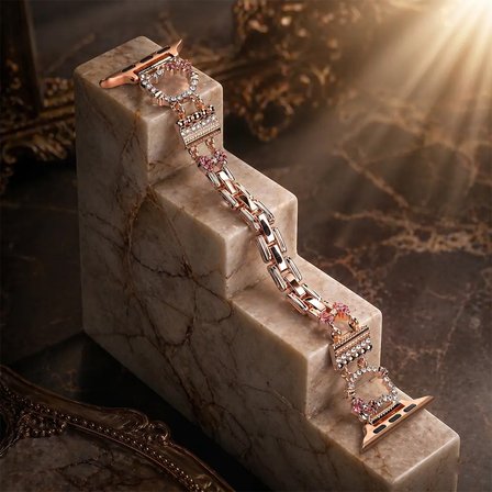 Watch Saat 42mm Gold Taşlı Kurdele Tasarımlı Şık Kordon