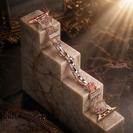 Watch Saat 49mm Gold Taşlı Kurdele Tasarımlı Şık Kordon