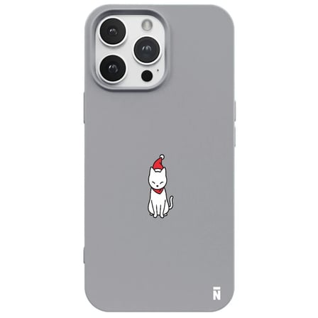 iPhone 13 Pro Max Gri Lansman Renkli Silikon New Year Kedi Tasarımlı Premium Kılıf