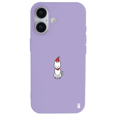 iPhone 17 Lila Lansman Renkli Silikon New Year Kedi Tasarımlı Premium Kılıf