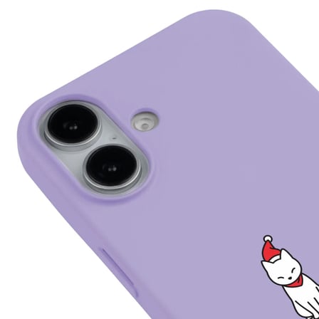 iPhone 17 Lila Lansman Renkli Silikon New Year Kedi Tasarımlı Premium Kılıf