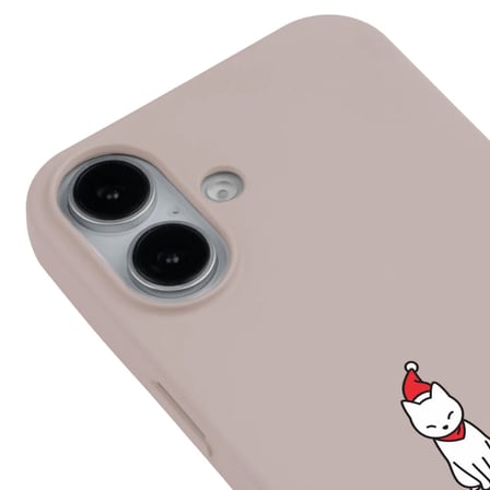 iPhone 16 Plus Pudra Lansman Renkli Silikon New Year Kedi Tasarımlı Premium Kılıf