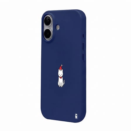 iPhone 16 Plus Lacivert Lansman Renkli Silikon New Year Kedi Tasarımlı Premium Kılıf