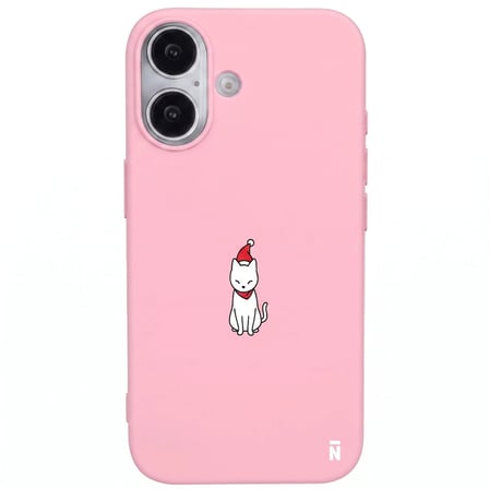 iPhone 16 Pembe Lansman Renkli Silikon New Year Kedi Tasarımlı Premium Kılıf