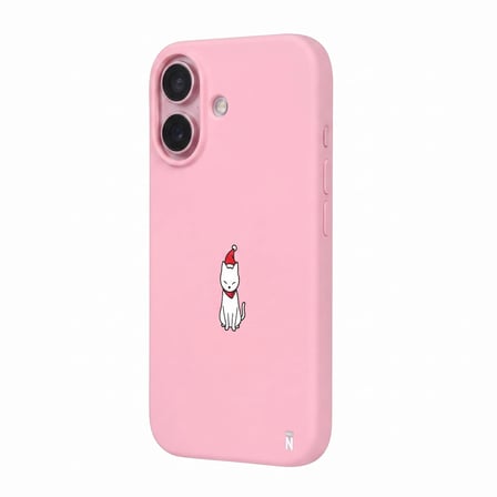 iPhone 16 Pembe Lansman Renkli Silikon New Year Kedi Tasarımlı Premium Kılıf