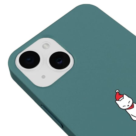 iPhone 14 Haki Lansman Renkli Silikon New Year Kedi Tasarımlı Kamera Korumalı Kılıf