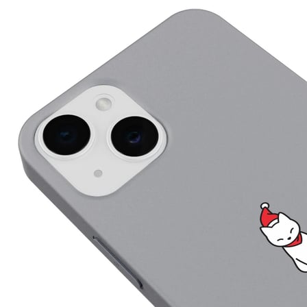iPhone 13 Gri Lansman Renkli Silikon New Year Kedi Tasarımlı Kamera Korumalı Kılıf