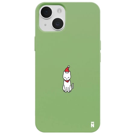 iPhone 12 Yeşil Lansman Renkli Silikon New Year Kedi Tasarımlı Kamera Korumalı Kılıf