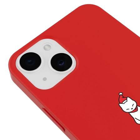 iPhone 12 Kırmızı Lansman Renkli Silikon New Year Kedi Tasarımlı Kamera Korumalı Kılıf