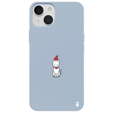iPhone 11 Mavi Lansman Renkli Silikon New Year Kedi Tasarımlı Kamera Korumalı Kılıf