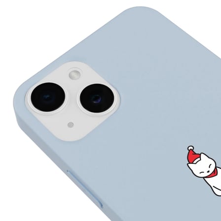 iPhone 11 Mavi Lansman Renkli Silikon New Year Kedi Tasarımlı Kamera Korumalı Kılıf