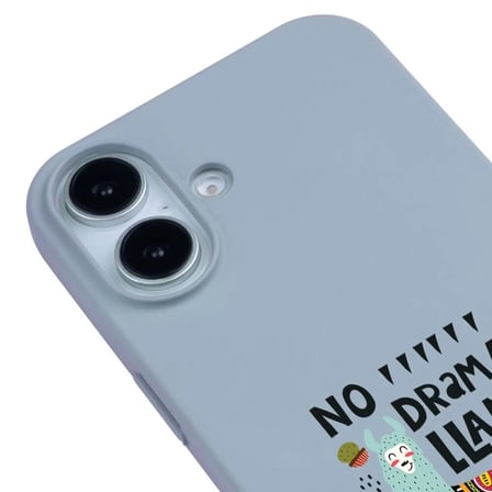 iPhone 16 Plus Mavi Lansman Renkli Silikon No Drama Lama Tasarımlı Premium Kılıf