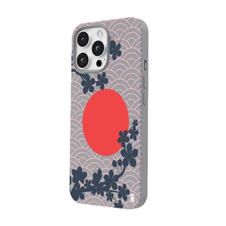 iPhone 12 Pro Gri Lansman Renkli Silikon Japon Güneşi Tasarımlı Premium Kılıf