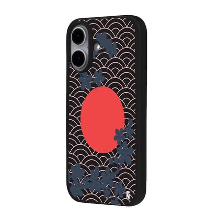 iPhone 17 Siyah Lansman Renkli Silikon Japon Güneşi Tasarımlı Premium Kılıf
