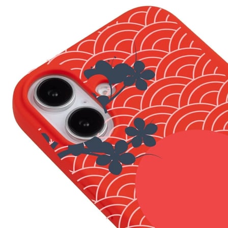 iPhone 16 Plus Kırmızı Lansman Renkli Silikon Japon Güneşi Tasarımlı Premium Kılıf