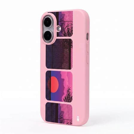iPhone 17 Pembe Lansman Renkli Silikon Windows Series Tasarımlı Premium Kılıf