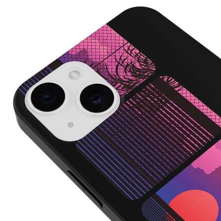 iPhone 14 Siyah Lansman Renkli Silikon Windows Series Tasarımlı Kamera Korumalı Kılıf