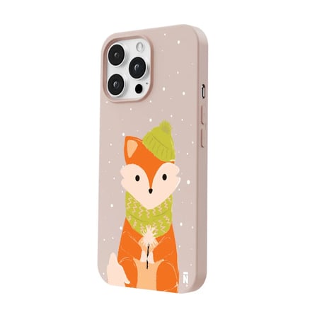 iPhone 16 Pro Max Pudra Lansman Renkli Silikon Winter Fox Tasarımlı Premium Kılıf