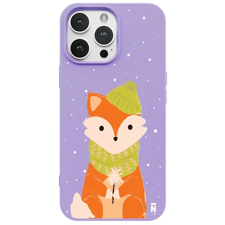 iPhone 15 Pro Max Lila Lansman Renkli Silikon Winter Fox Tasarımlı Premium Kılıf