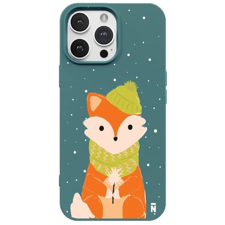 iPhone 14 Pro Max Haki Lansman Renkli Silikon Winter Fox Tasarımlı Premium Kılıf