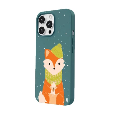 iPhone 14 Pro Max Haki Lansman Renkli Silikon Winter Fox Tasarımlı Premium Kılıf