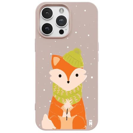 iPhone 11 Pro Max Pudra Lansman Renkli Silikon Winter Fox Tasarımlı Premium Kılıf