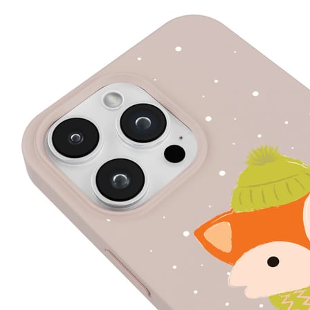 iPhone 11 Pro Max Pudra Lansman Renkli Silikon Winter Fox Tasarımlı Premium Kılıf