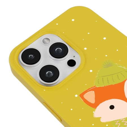 iPhone 11 Pro Max Sarı Lansman Renkli Silikon Winter Fox Tasarımlı Premium Kılıf