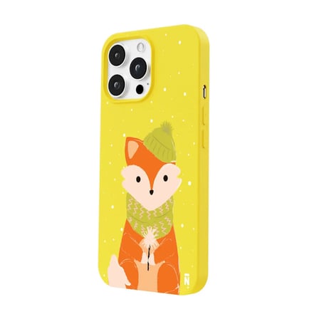 iPhone 15 Pro Sarı Lansman Renkli Silikon Winter Fox Tasarımlı Premium Kılıf