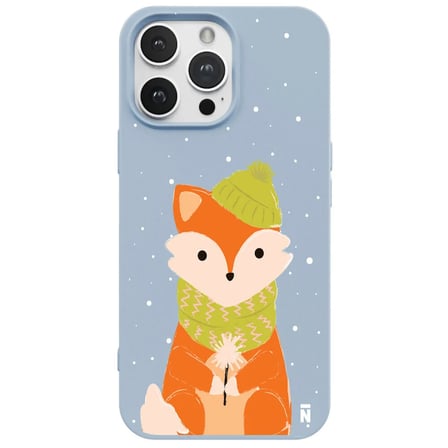 iPhone 12 Pro Mavi Lansman Renkli Silikon Winter Fox Tasarımlı Premium Kılıf
